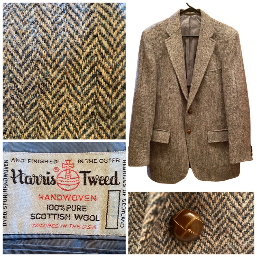 Vintage large Harris Tweed jacket Scotland Outer Hebrides wool